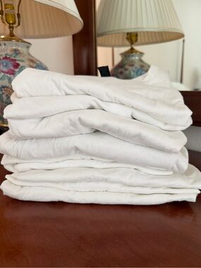 10 UNISEX White Short Sleeve Crew Neck T-Shirts